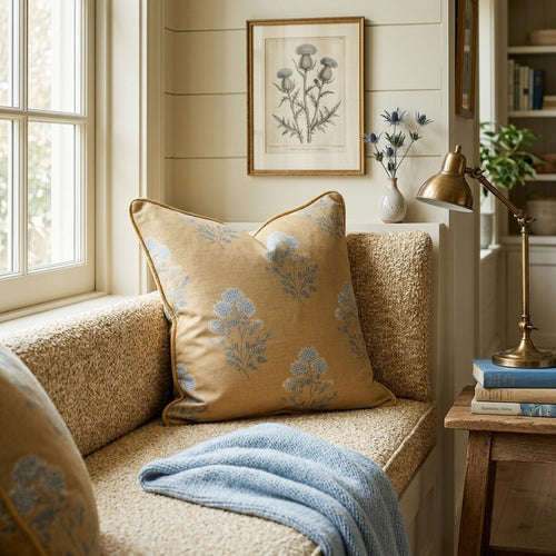 Mustard Textile Bloom Throw Pillow - Hillcroft Home
