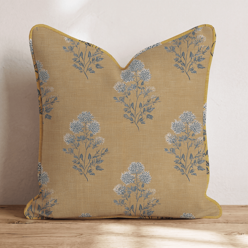Mustard Textile Bloom Throw Pillow - Hillcroft Home