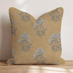 Mustard Textile Bloom Throw Pillow - Hillcroft Home
