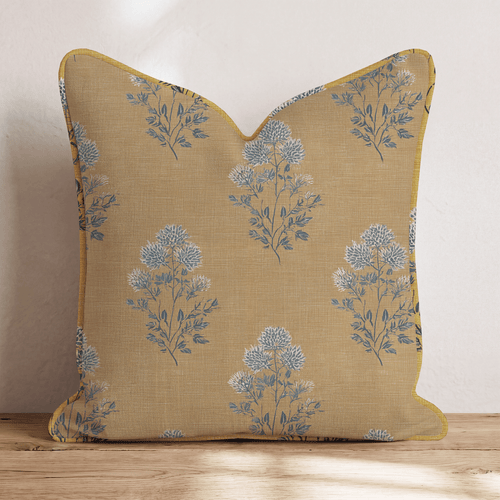 Mustard Textile Bloom Throw Pillow - Hillcroft Home