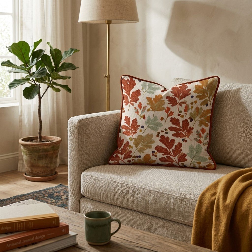 Muted Autumn Leaves Throw Pillow - Hillcroft Home