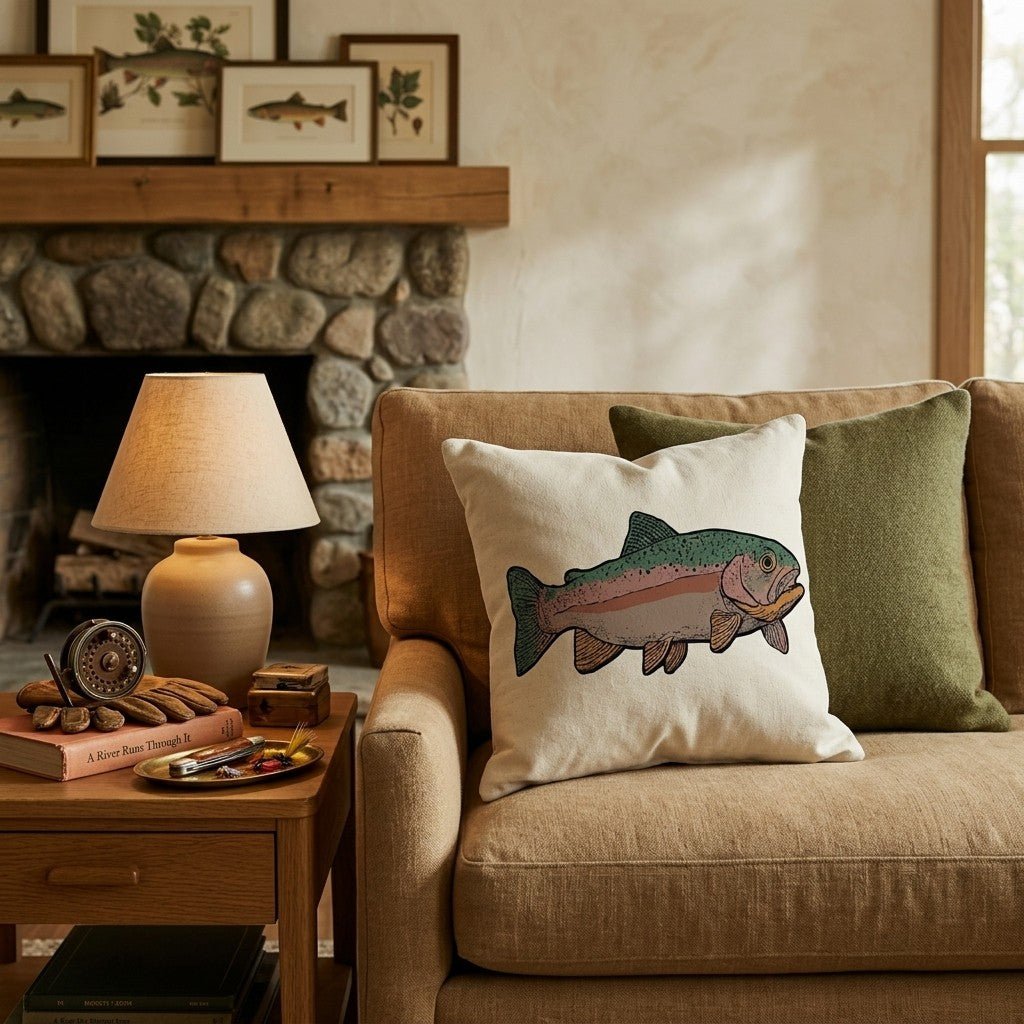 Muted Trout Throw Pillow - Hillcroft Home