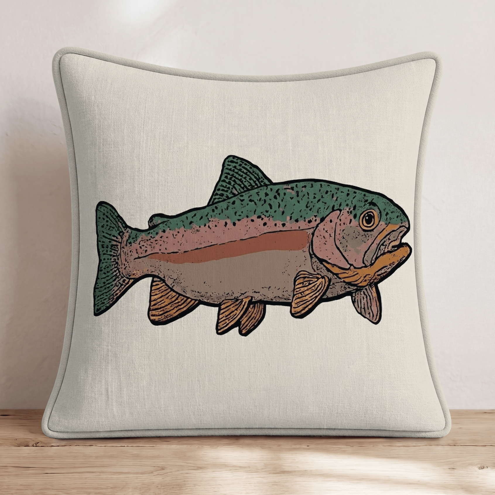 Muted Trout Throw Pillow - Hillcroft Home