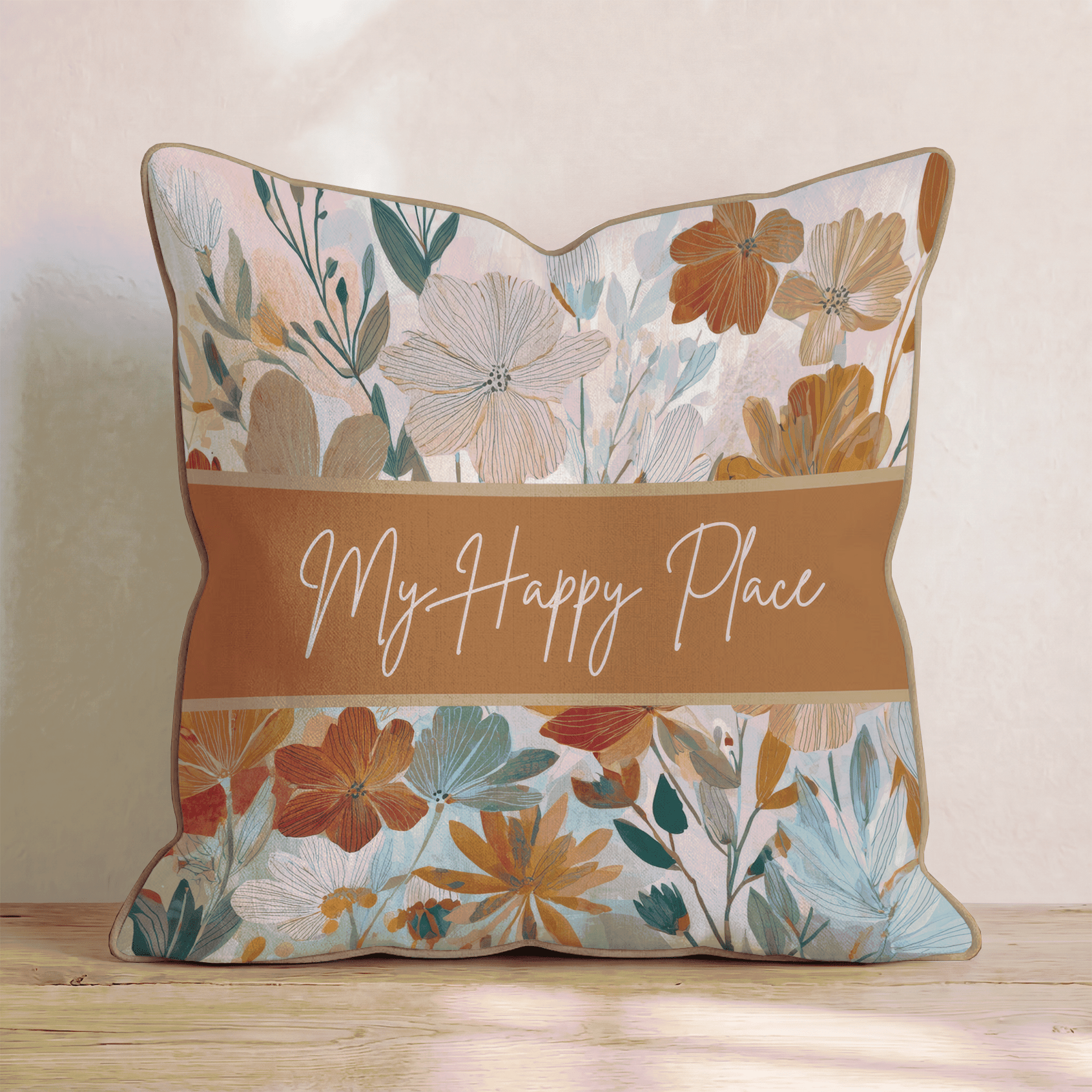 My Happy Place Throw Pillow - Hillcroft Home