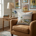 Nashville Stamp Throw Pillow - Hillcroft Home