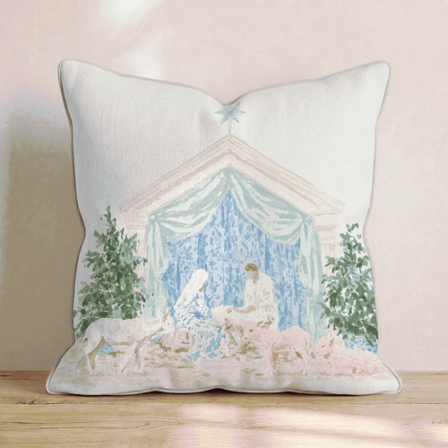 Nativity in Pastel Throw Pillow - Hillcroft Home