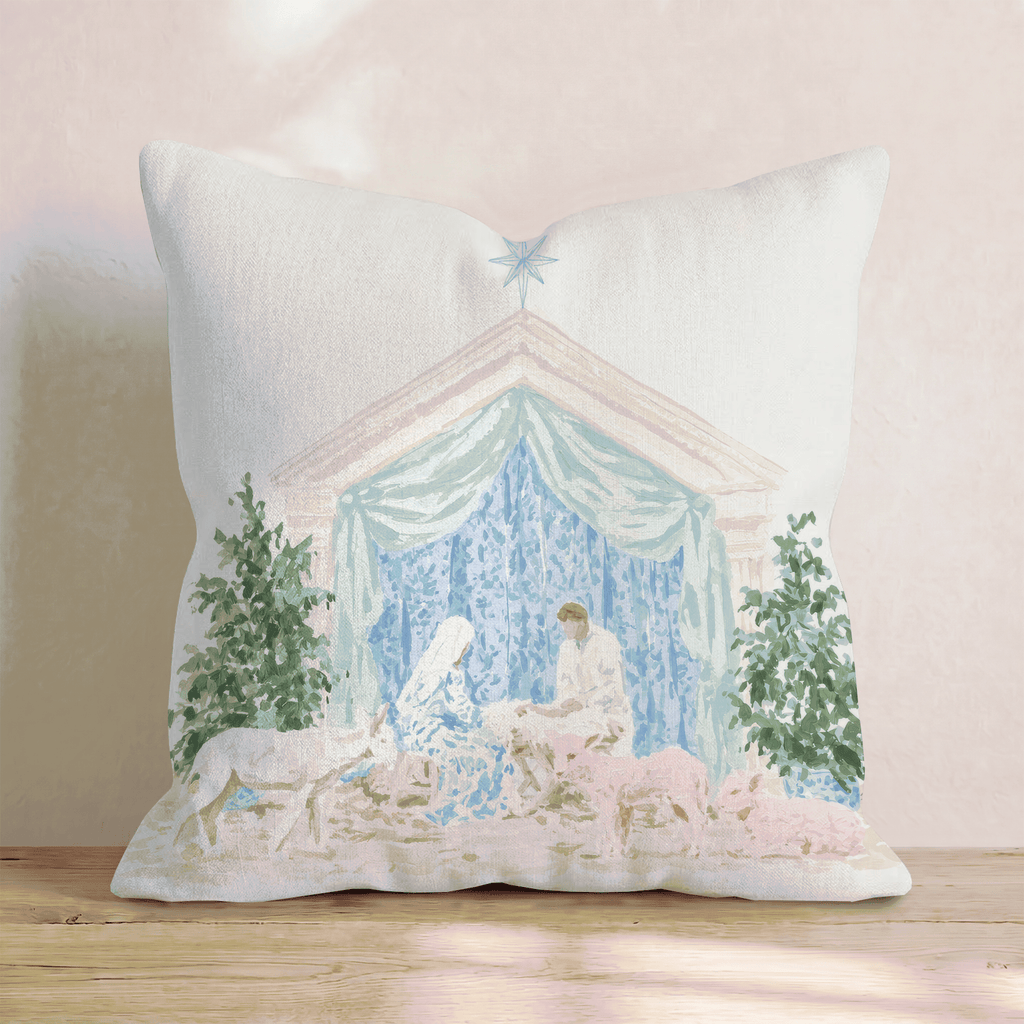 Nativity in Pastel Throw Pillow - Hillcroft Home