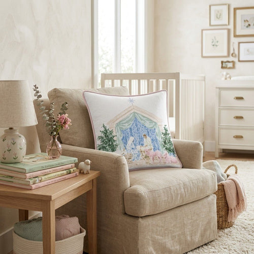 Nativity in Pastel Throw Pillow - Hillcroft Home