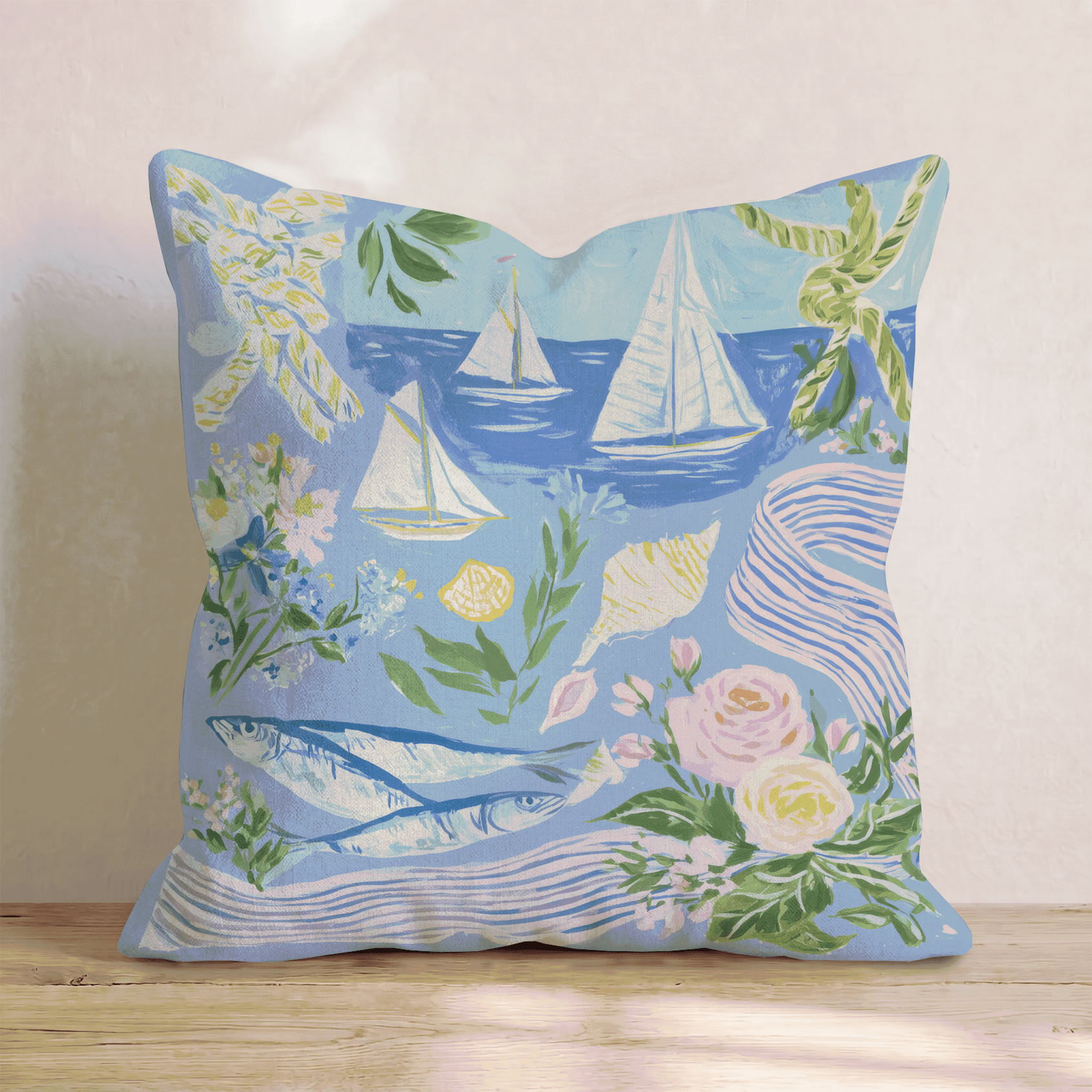 Nautical Collage Throw Pillow - Hillcroft Home