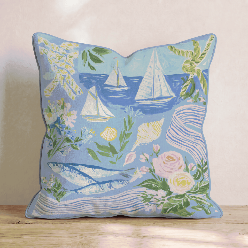 Nautical Collage Throw Pillow - Hillcroft Home