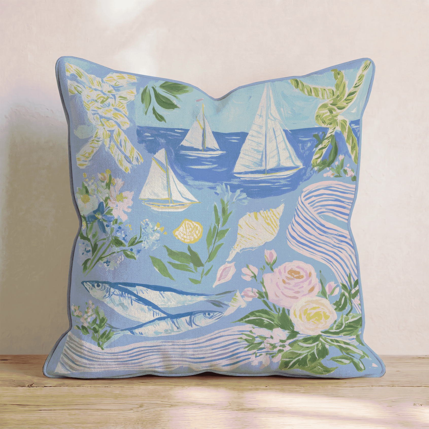 Nautical Collage Throw Pillow - Hillcroft Home