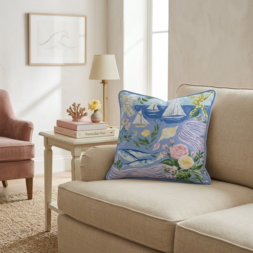 Nautical Collage Throw Pillow - Hillcroft Home