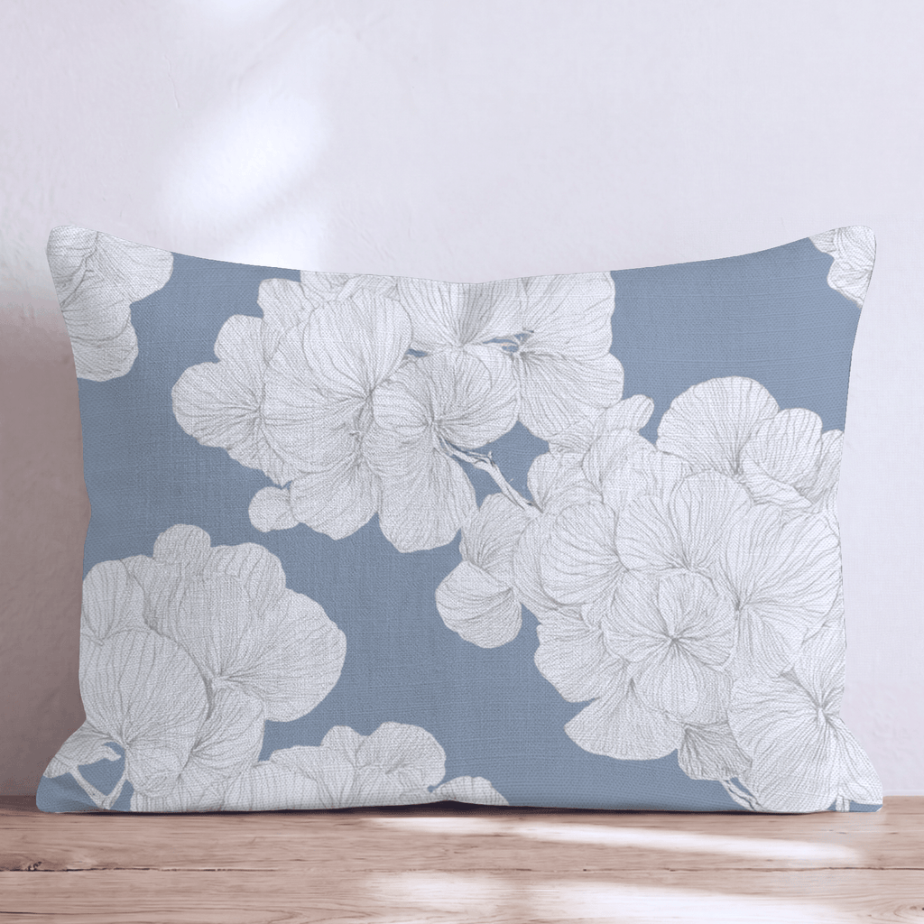 Navy Blue Hydrangeas Throw Pillow - Hillcroft Home