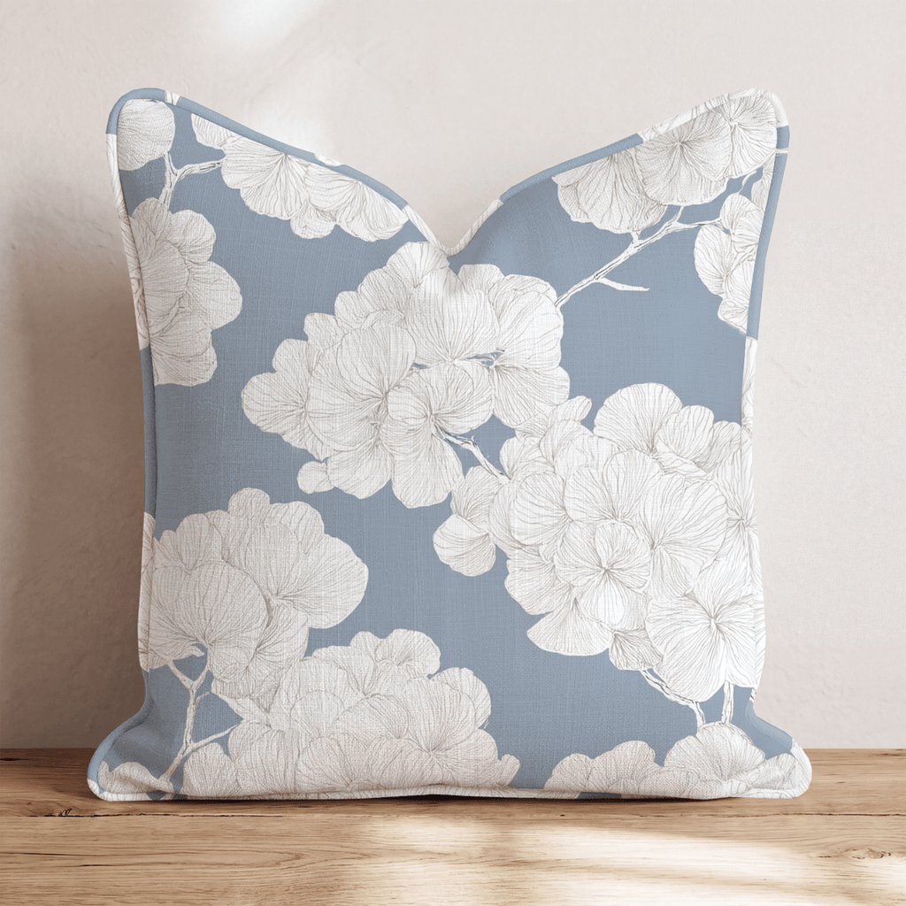 Navy Blue Hydrangeas Throw Pillow - Hillcroft Home