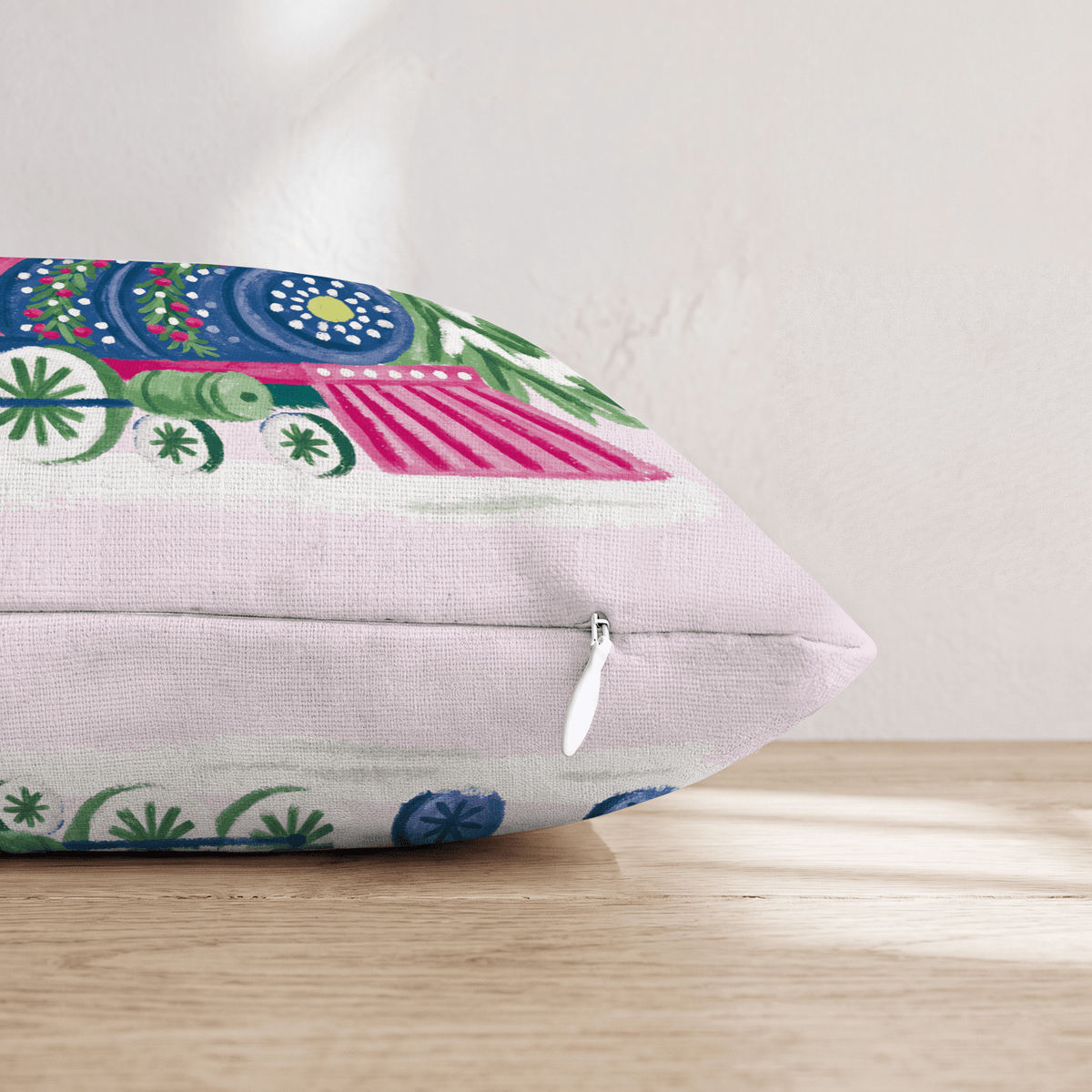 Navy Ornament Locomotive Throw Pillow - Hillcroft Home