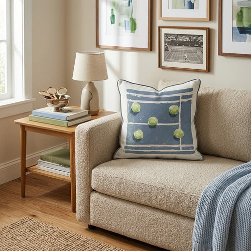 Navy Tennis Court Throw Pillow - Hillcroft Home