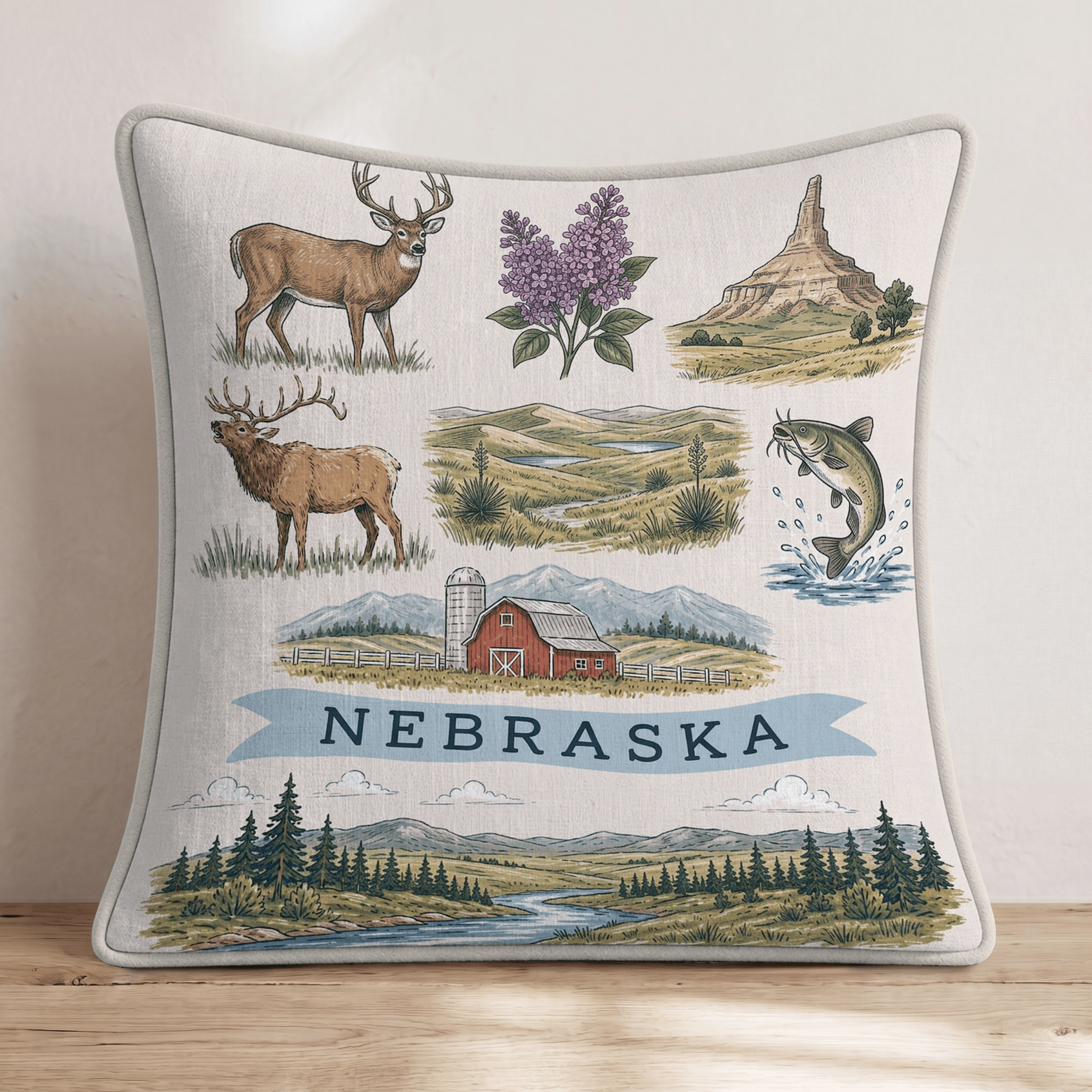 Nebraska Gallery Throw Pillow - Hillcroft Home