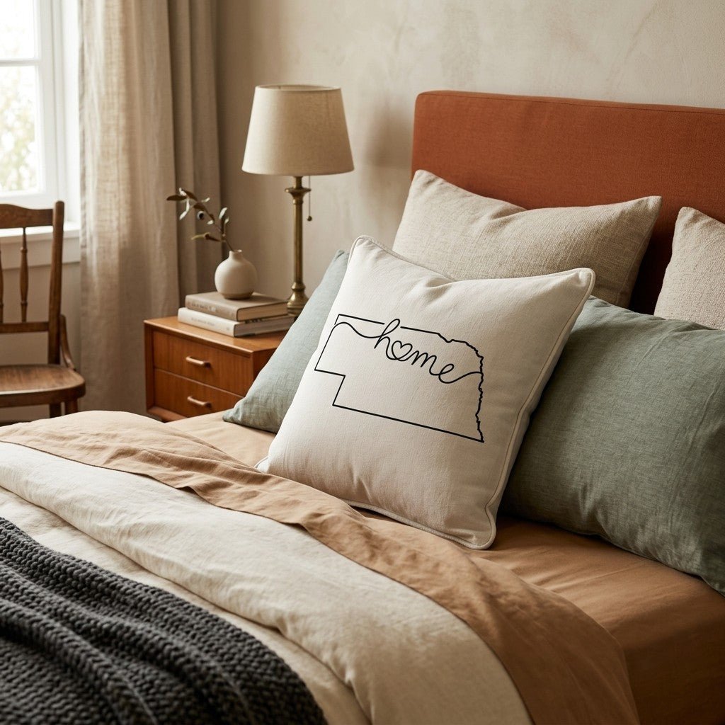 Nebraska Home Throw Pillow - Hillcroft Home