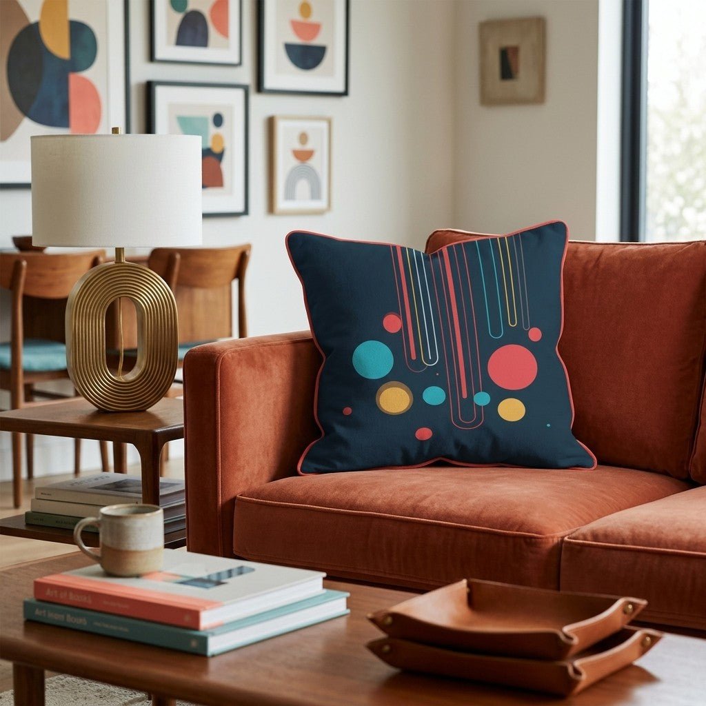 Neon Drop Circles Dark Throw Pillow - Hillcroft Home