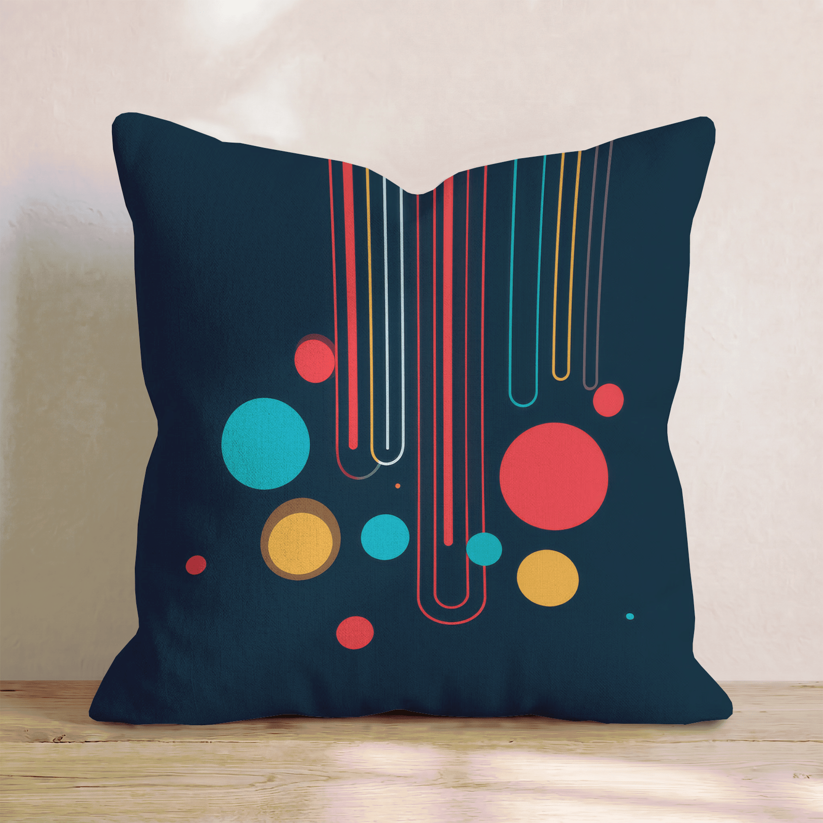 Neon Drop Circles Dark Throw Pillow - Hillcroft Home
