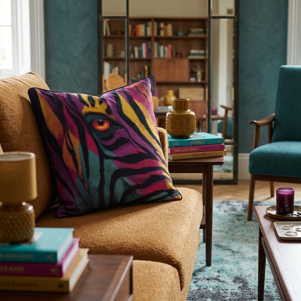 Neon Zebra Eye Throw Pillow - Hillcroft Home