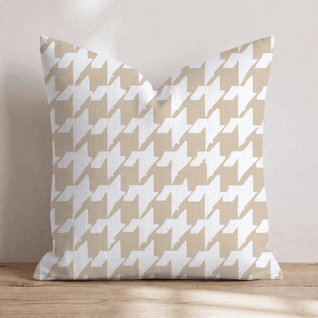 Neutral Houndstooth Throw Pillow - Hillcroft Home