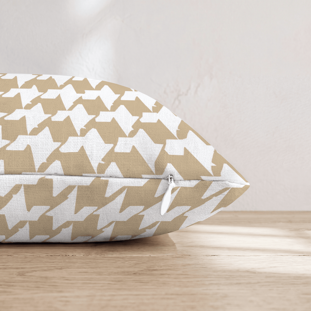 Neutral Houndstooth Throw Pillow - Hillcroft Home