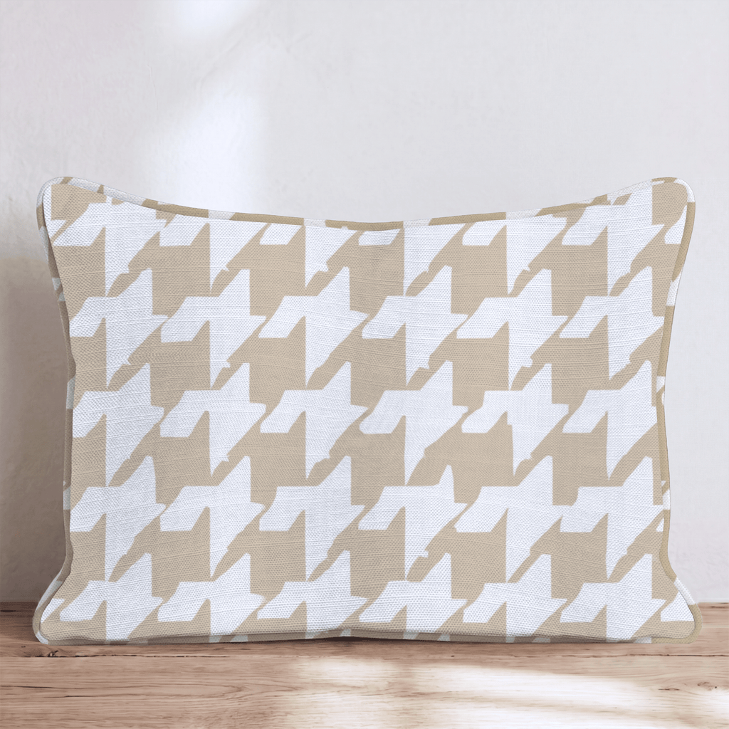 Neutral Houndstooth Throw Pillow - Hillcroft Home