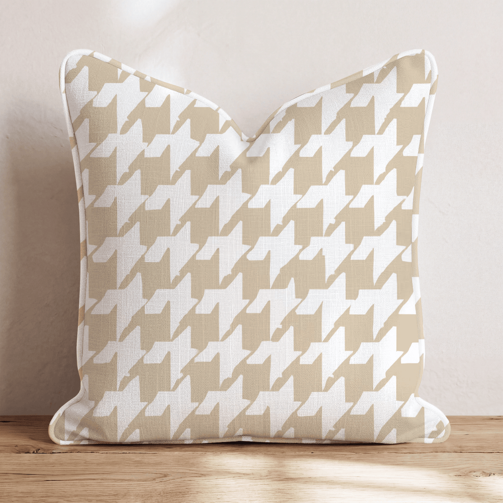 Neutral Houndstooth Throw Pillow - Hillcroft Home