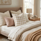 Neutral Houndstooth Throw Pillow - Hillcroft Home