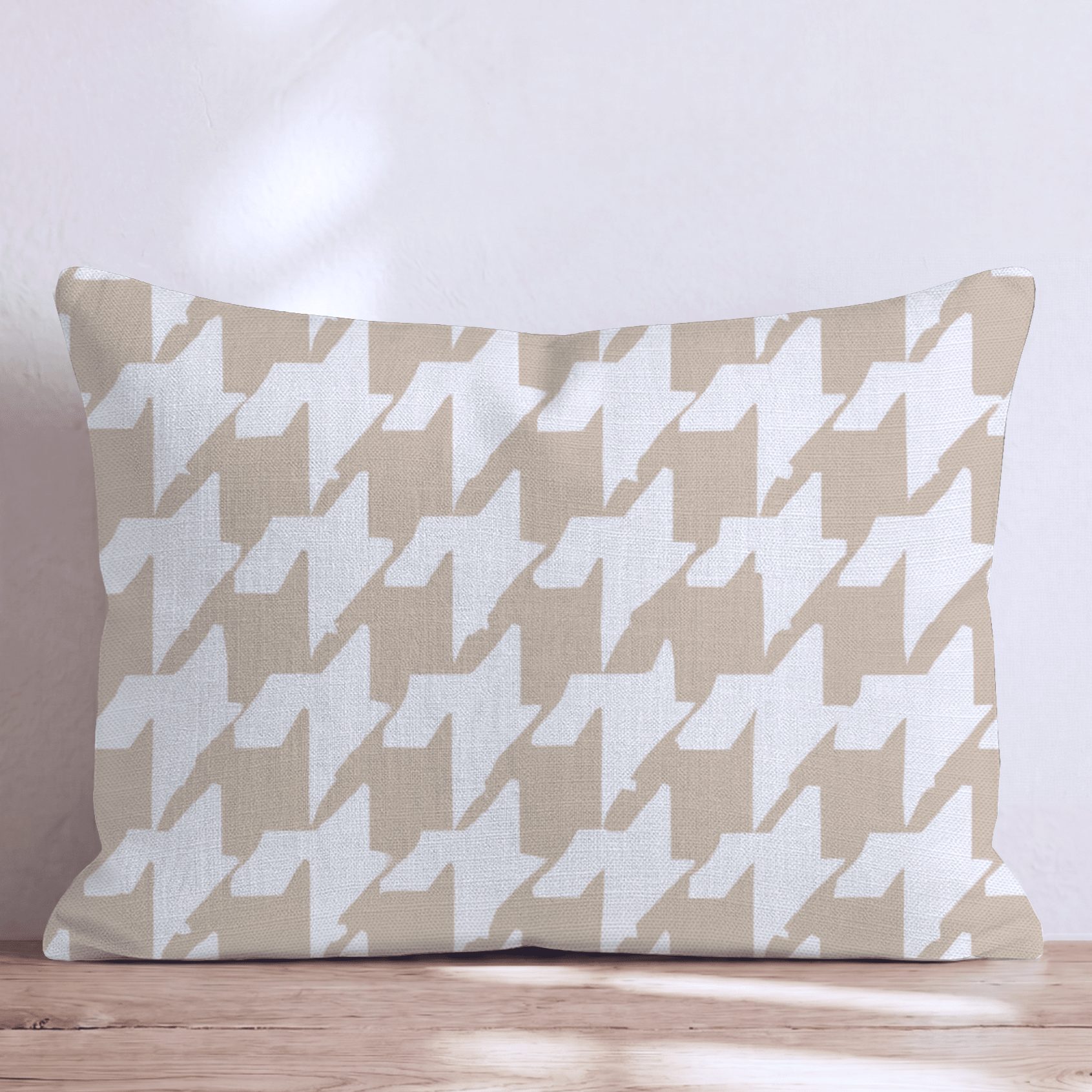 Neutral Houndstooth Throw Pillow - Hillcroft Home