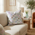 Neutral Mosaic Check Throw Pillow - Hillcroft Home
