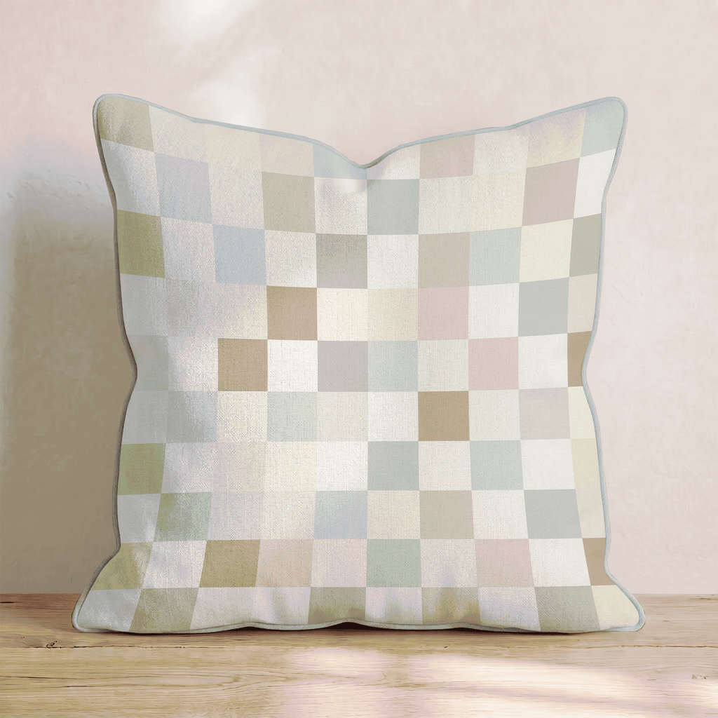 Neutral Mosaic Check Throw Pillow - Hillcroft Home