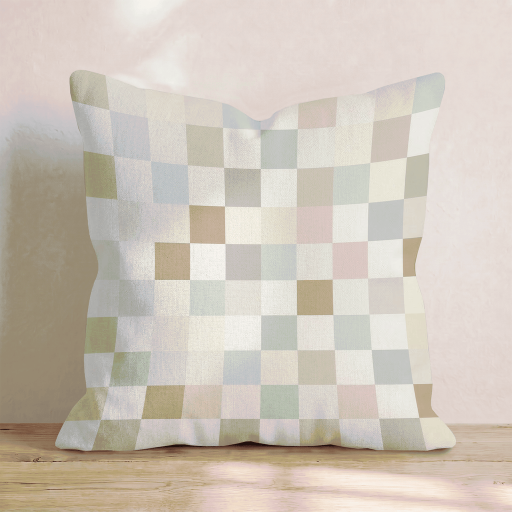 Neutral Mosaic Check Throw Pillow - Hillcroft Home