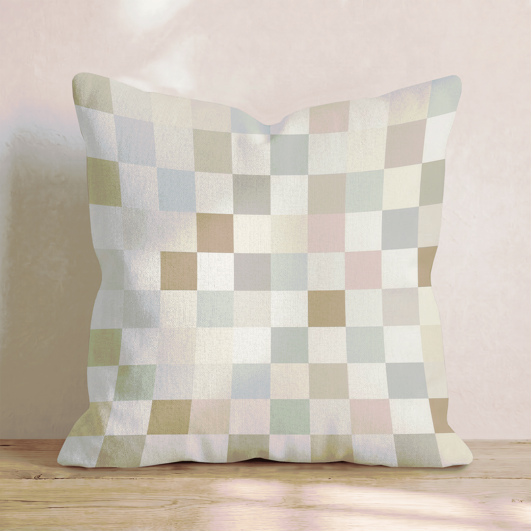 Neutral Mosaic Check Throw Pillow - Hillcroft Home