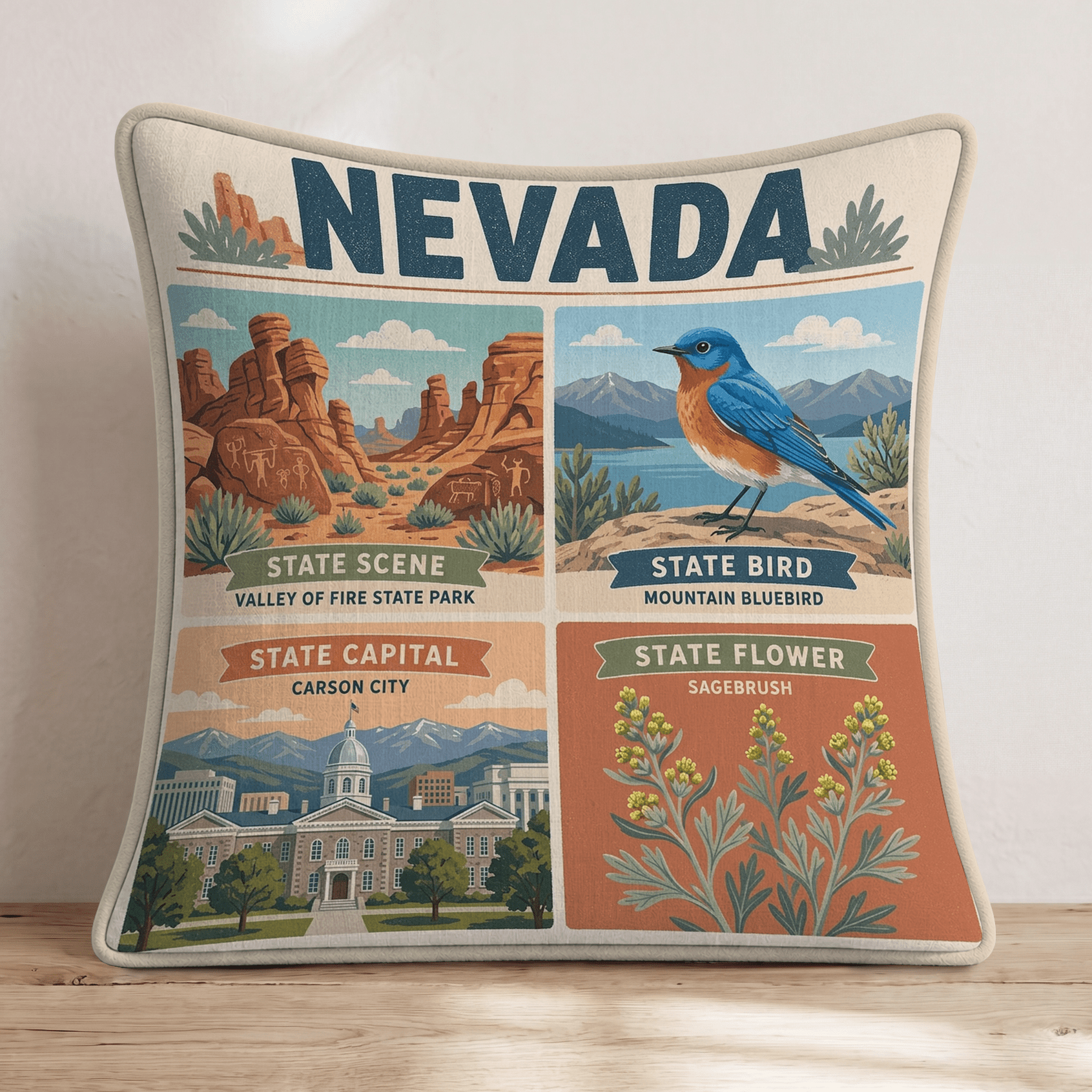 Nevada State Symbol Throw Pillow - Hillcroft Home