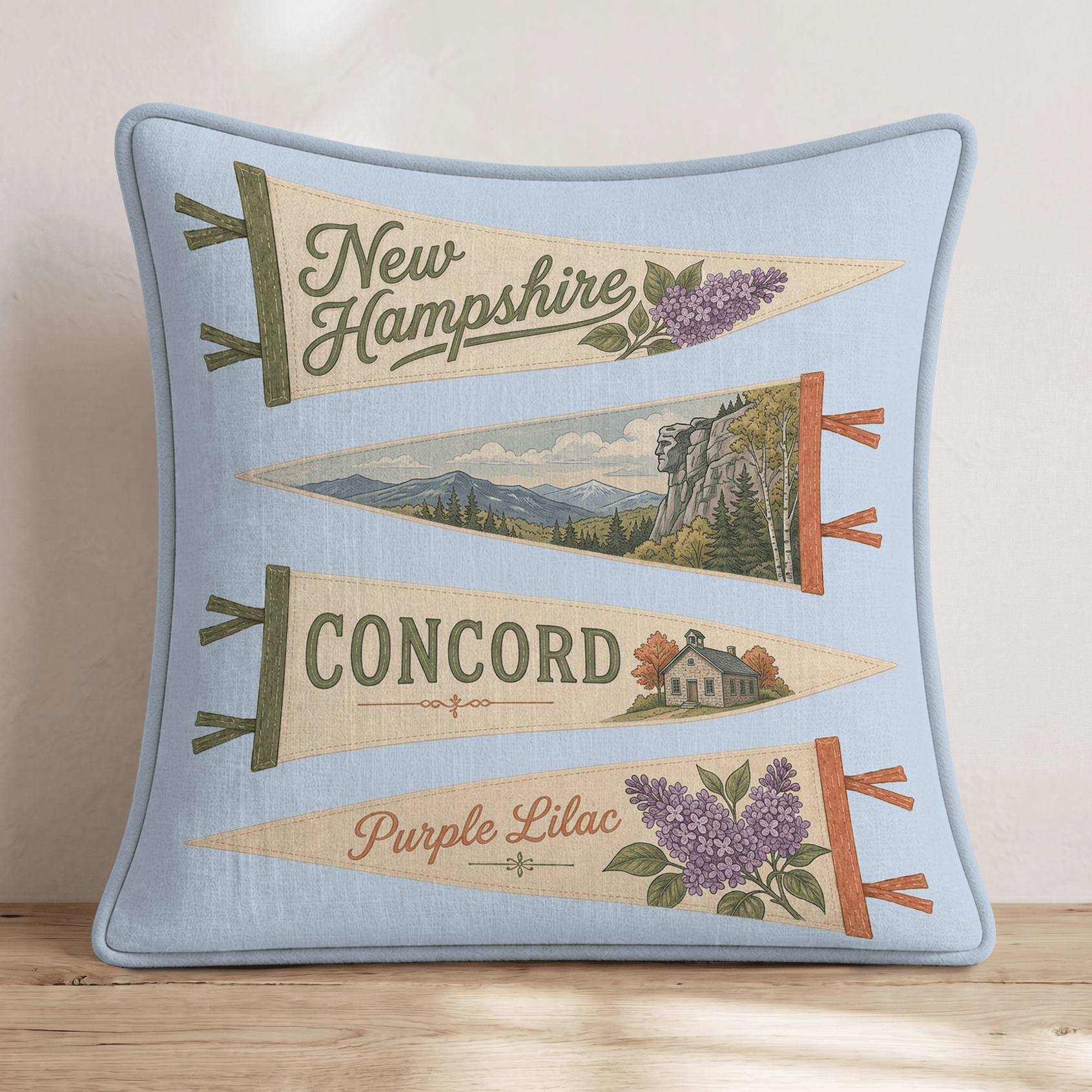 New Hampshire Pennant Throw Pillow - Hillcroft Home