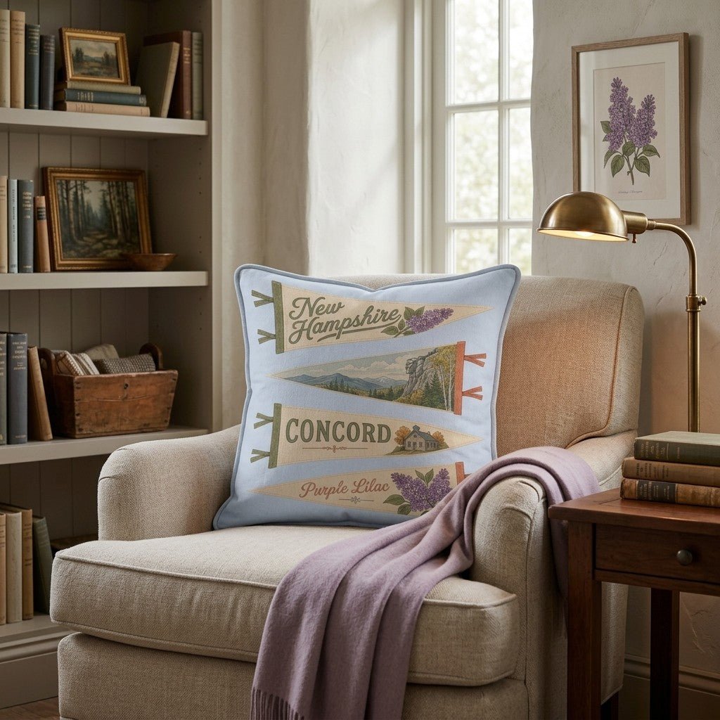 New Hampshire Pennant Throw Pillow - Hillcroft Home