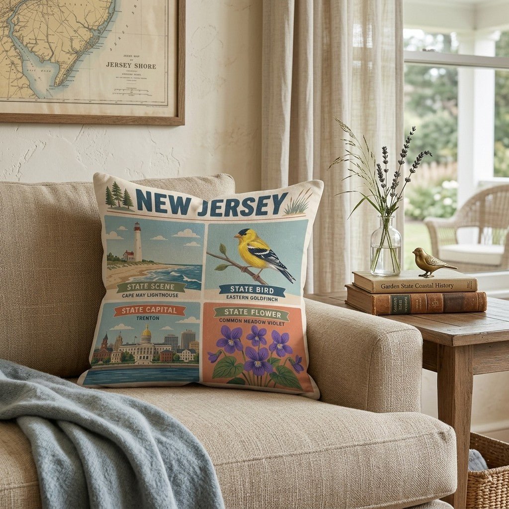 New Jersey State Symbol Throw Pillow - Hillcroft Home