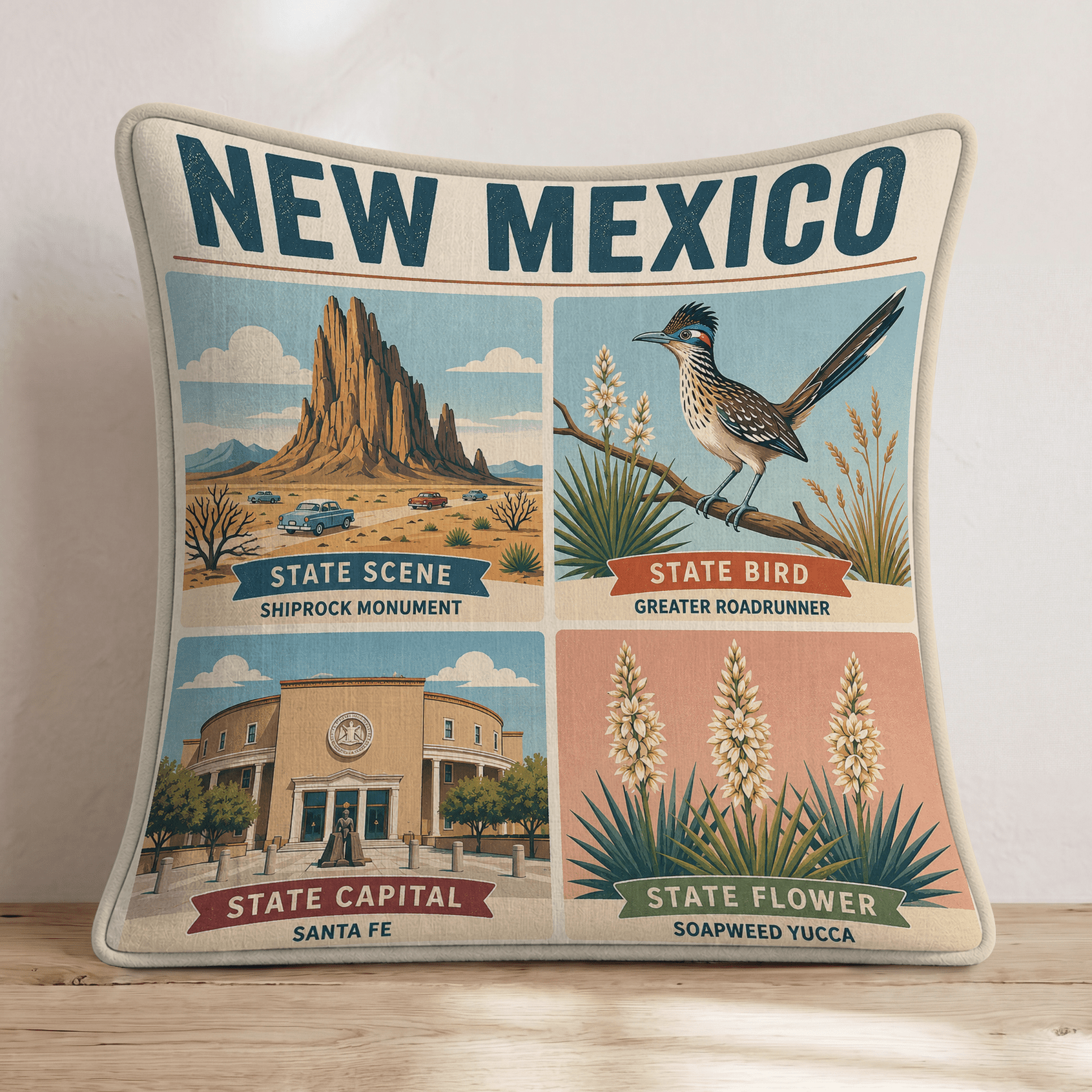 New Mexico State Symbols Throw Pillow - Hillcroft Home