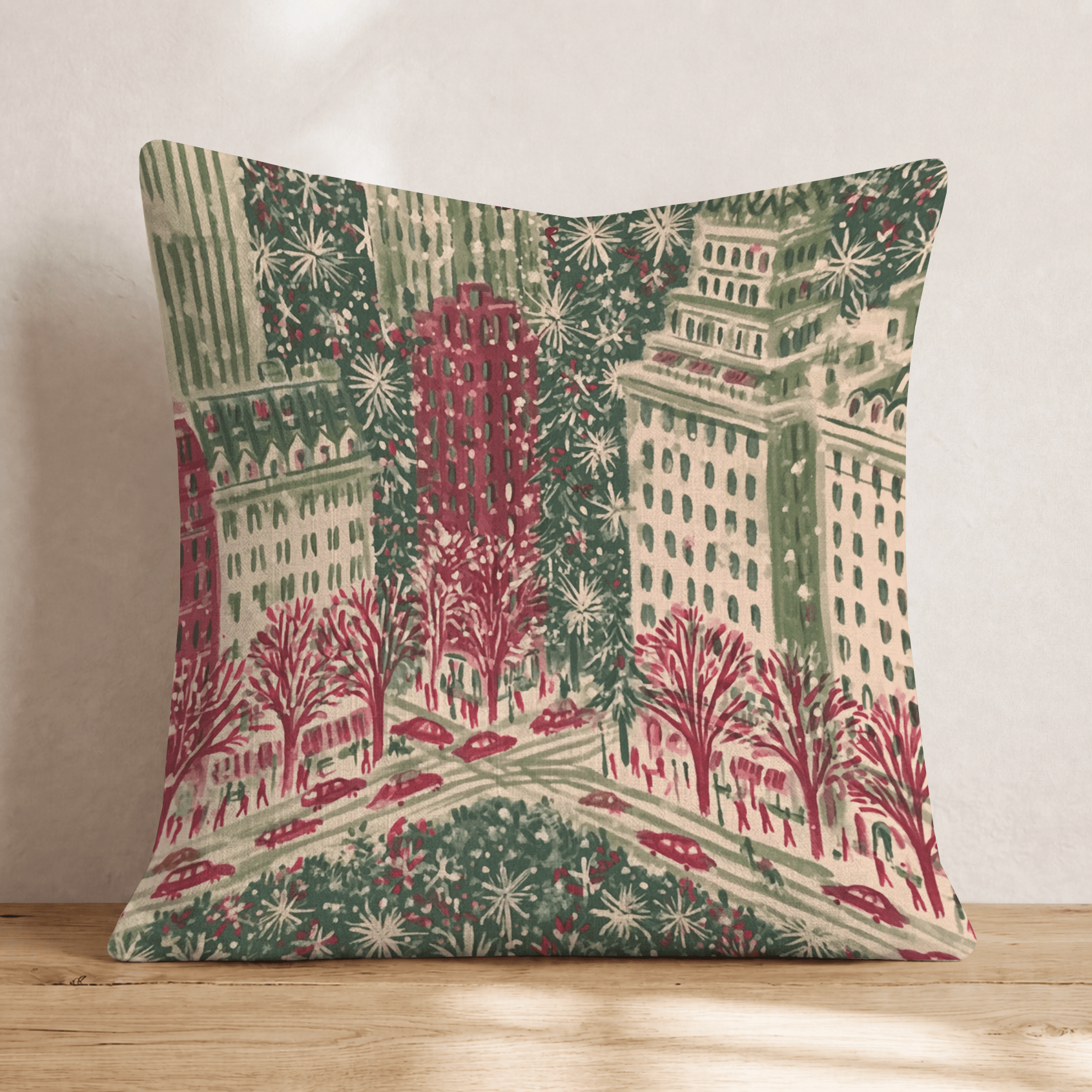New York City Christmas Eve Throw Pillow - Hillcroft Home