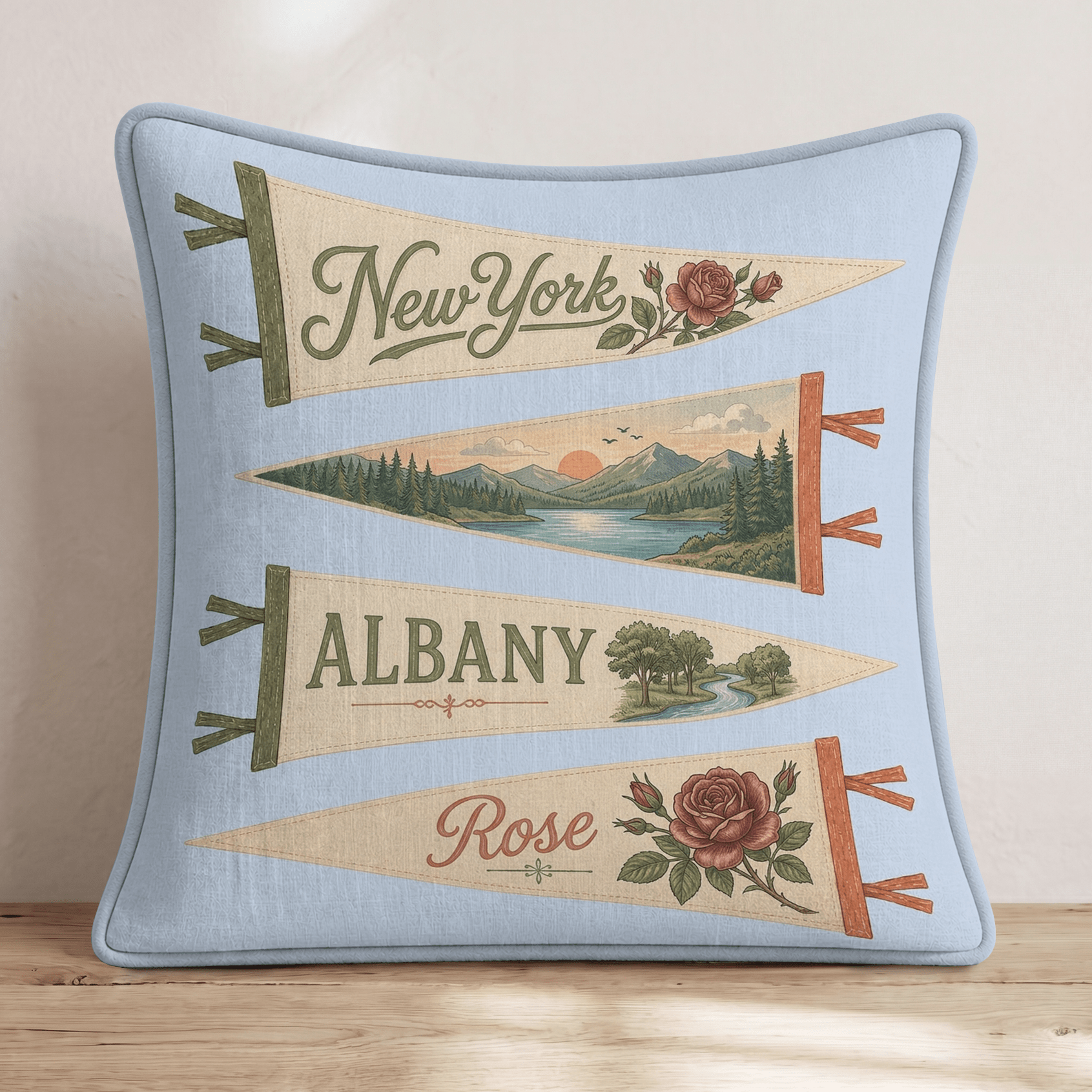 New York Pennant Throw Pillow - Hillcroft Home