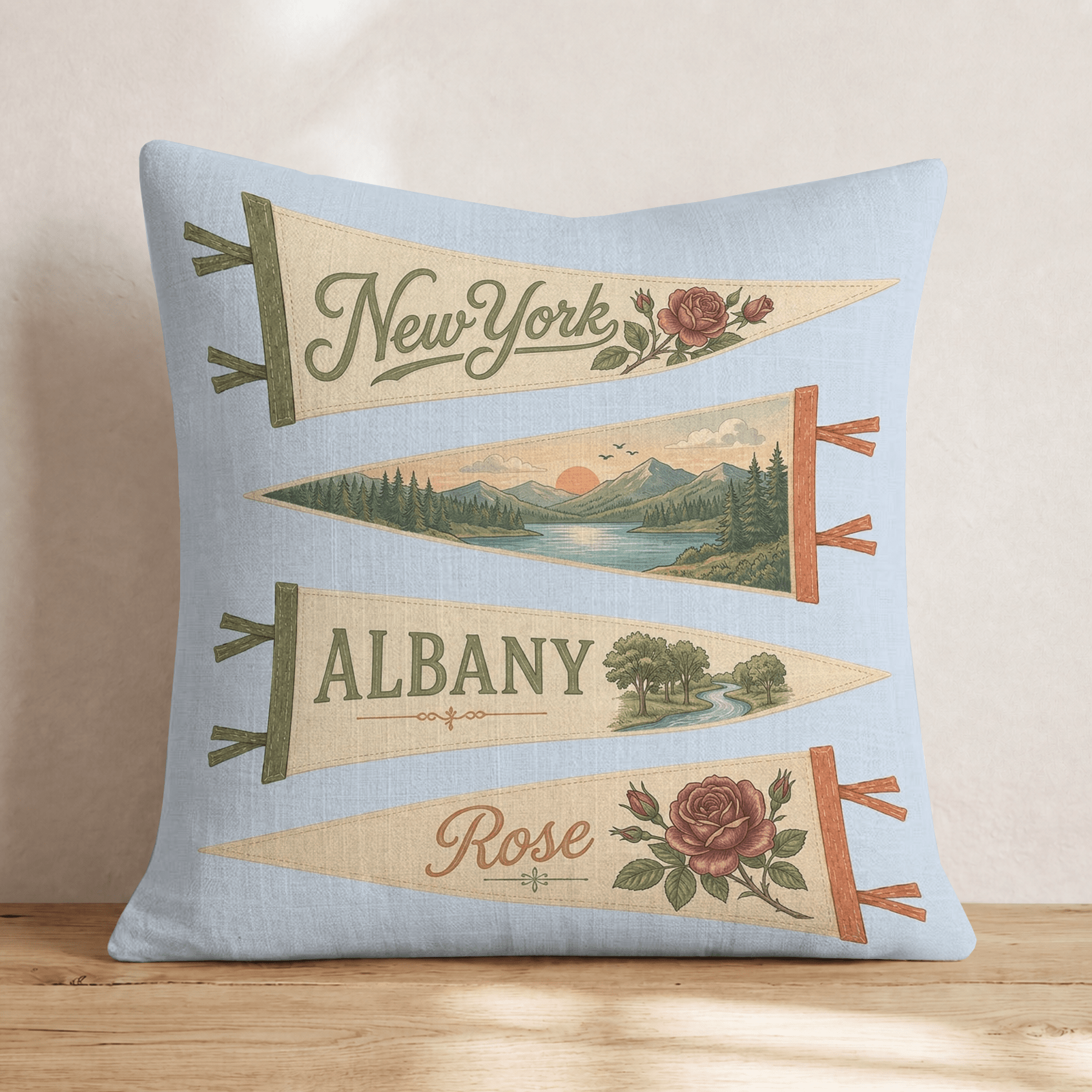 New York Pennant Throw Pillow - Hillcroft Home