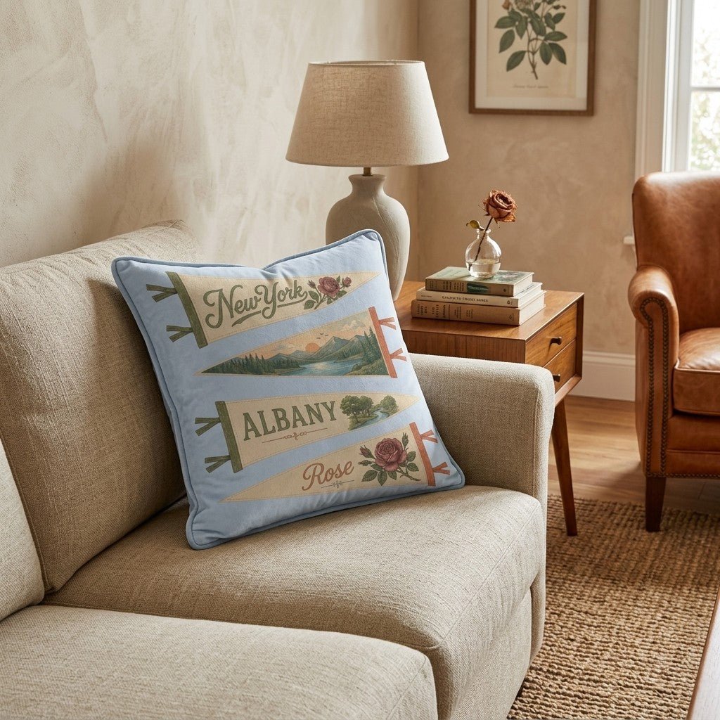 New York Pennant Throw Pillow - Hillcroft Home