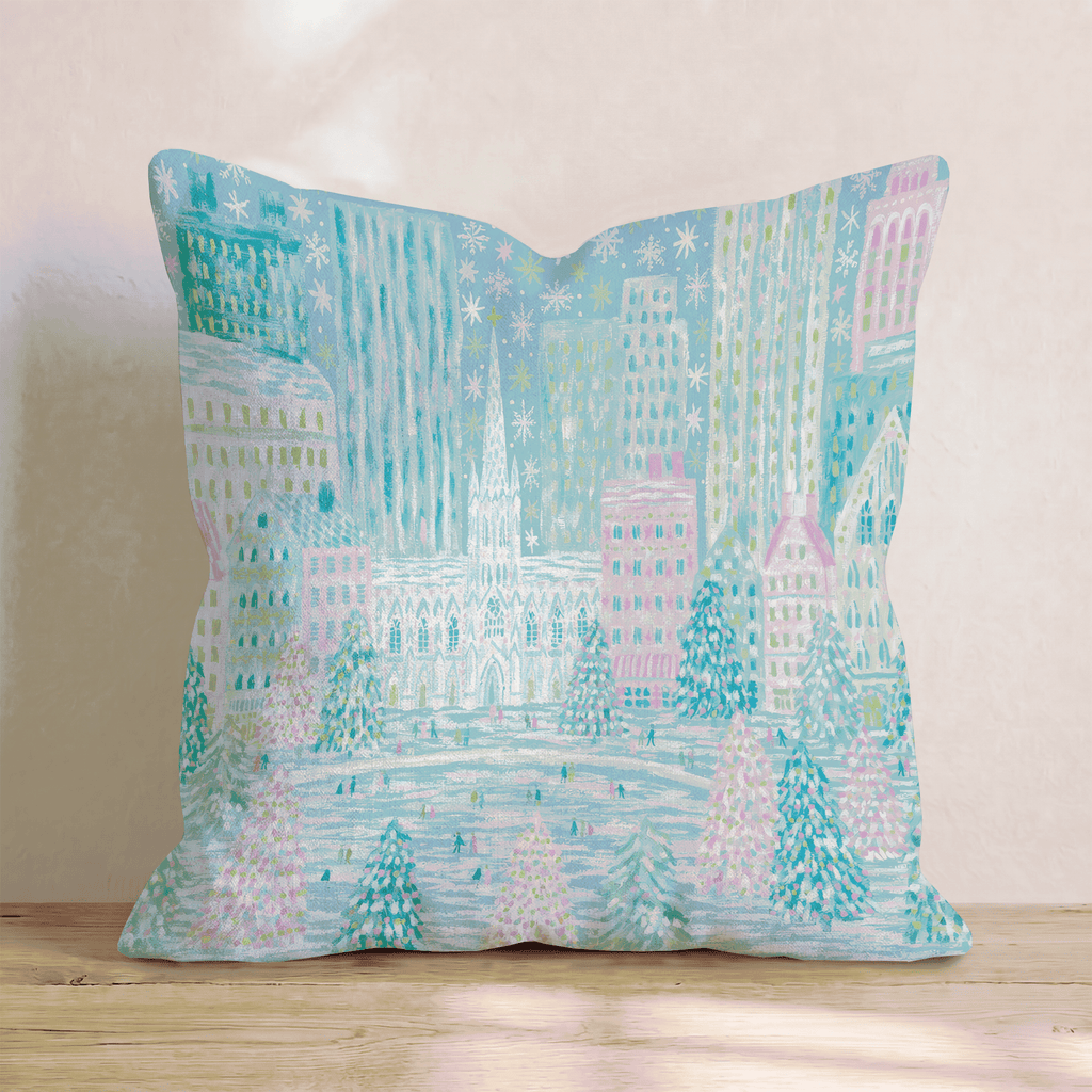 New York Skating Rink Throw Pillow - Hillcroft Home