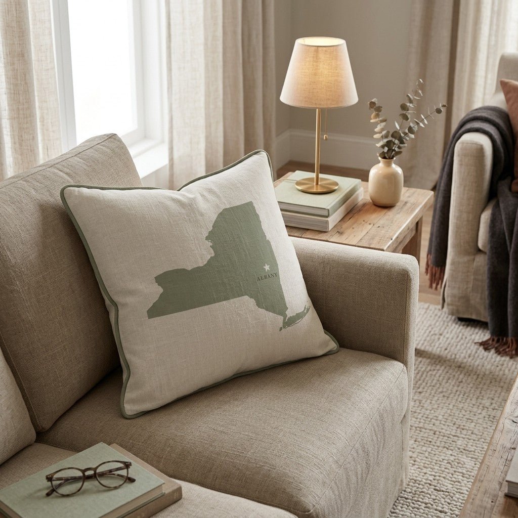 New York State Capital Throw Pillow - Hillcroft Home