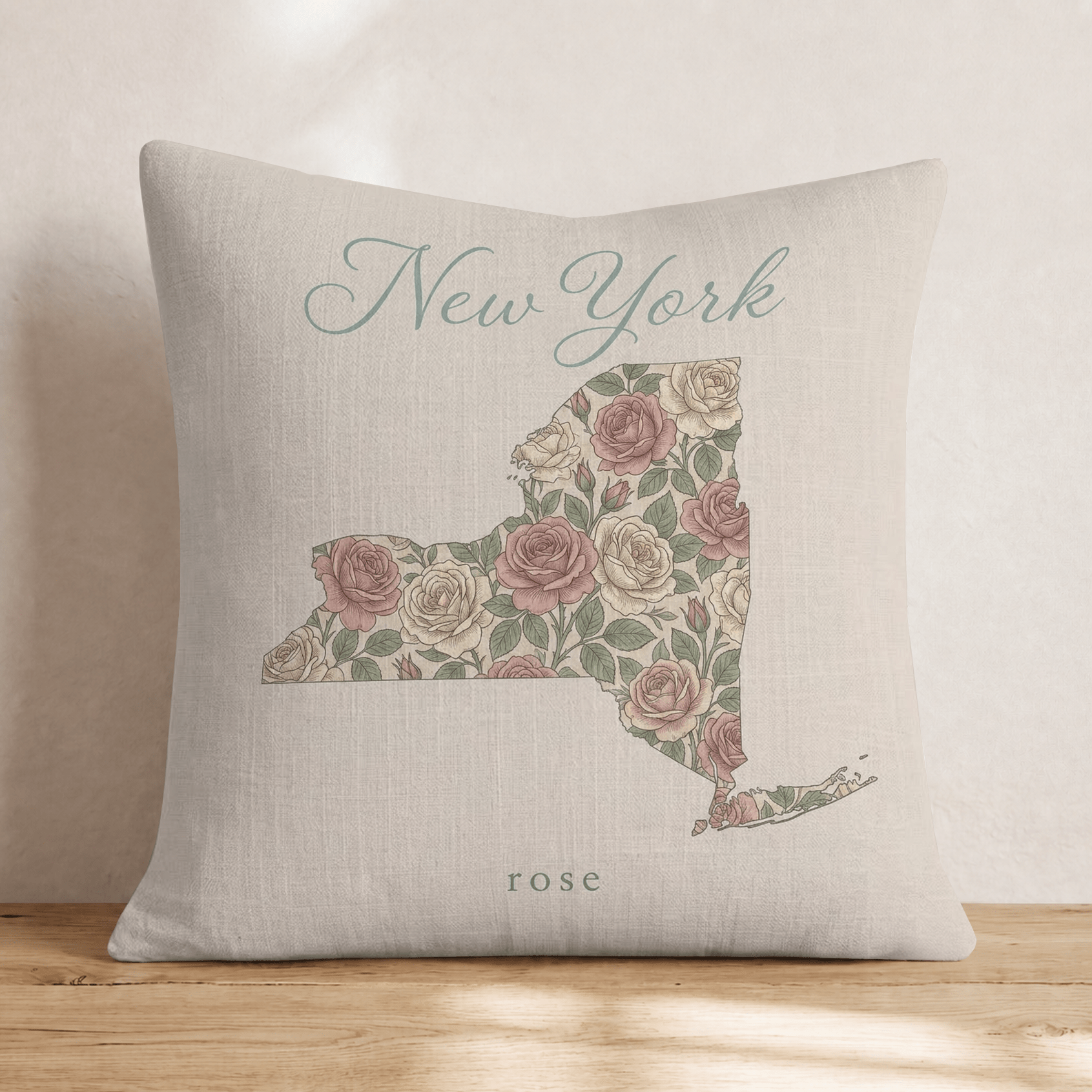 New York State Flower Throw Pillow - Hillcroft Home