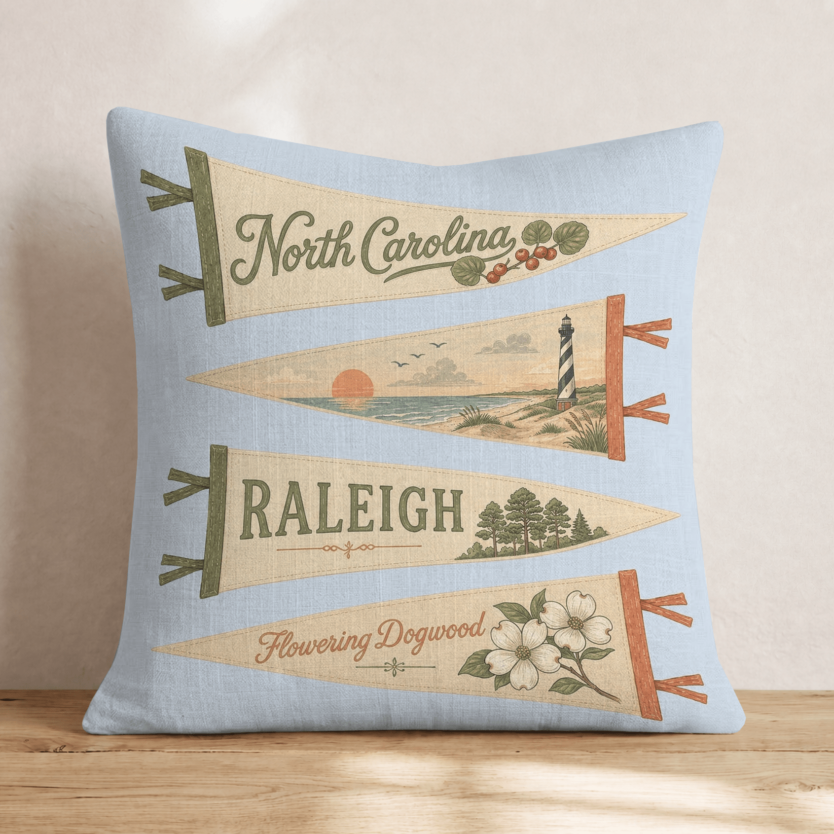 North Carolina Pennant Throw Pillow - Hillcroft Home