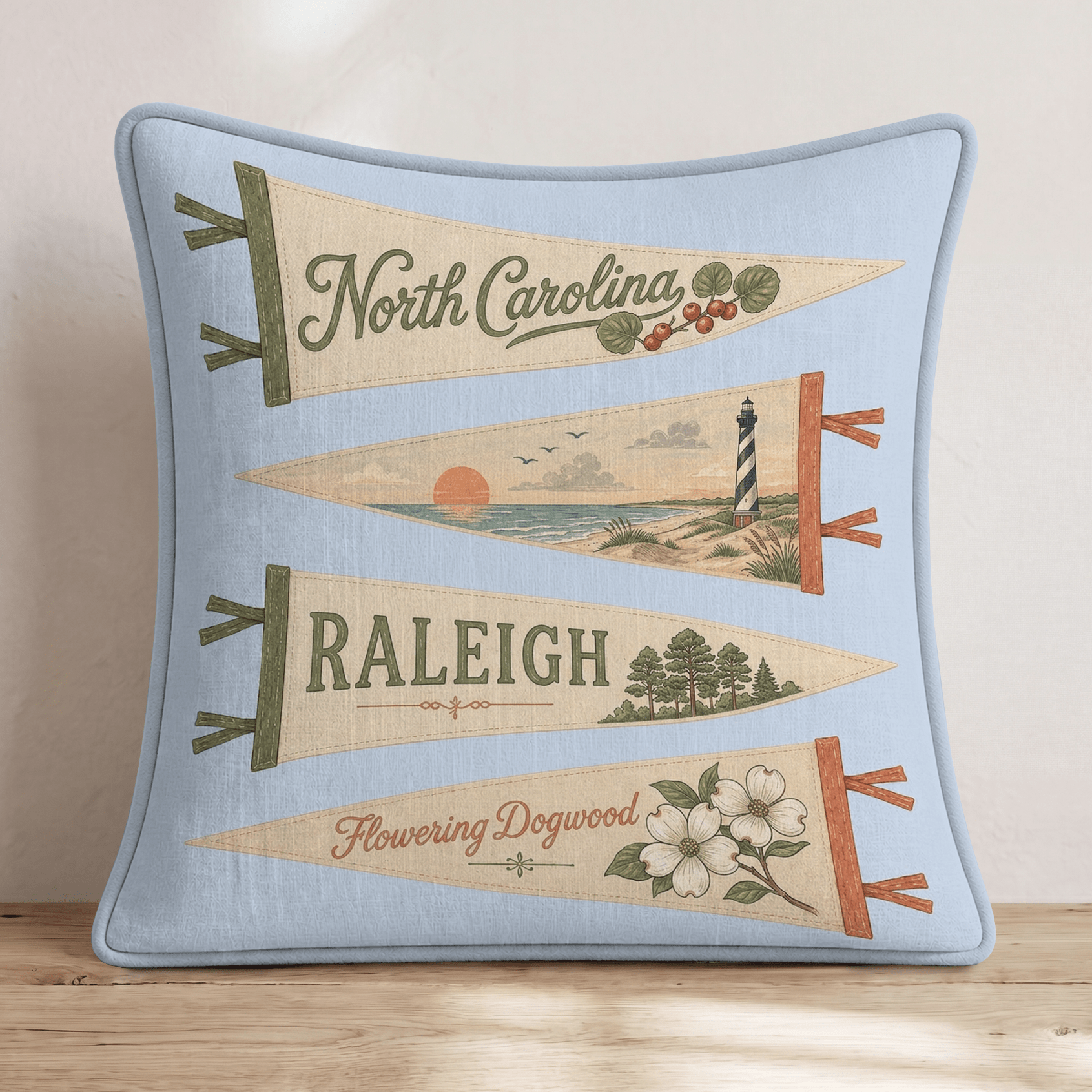 North Carolina Pennant Throw Pillow - Hillcroft Home