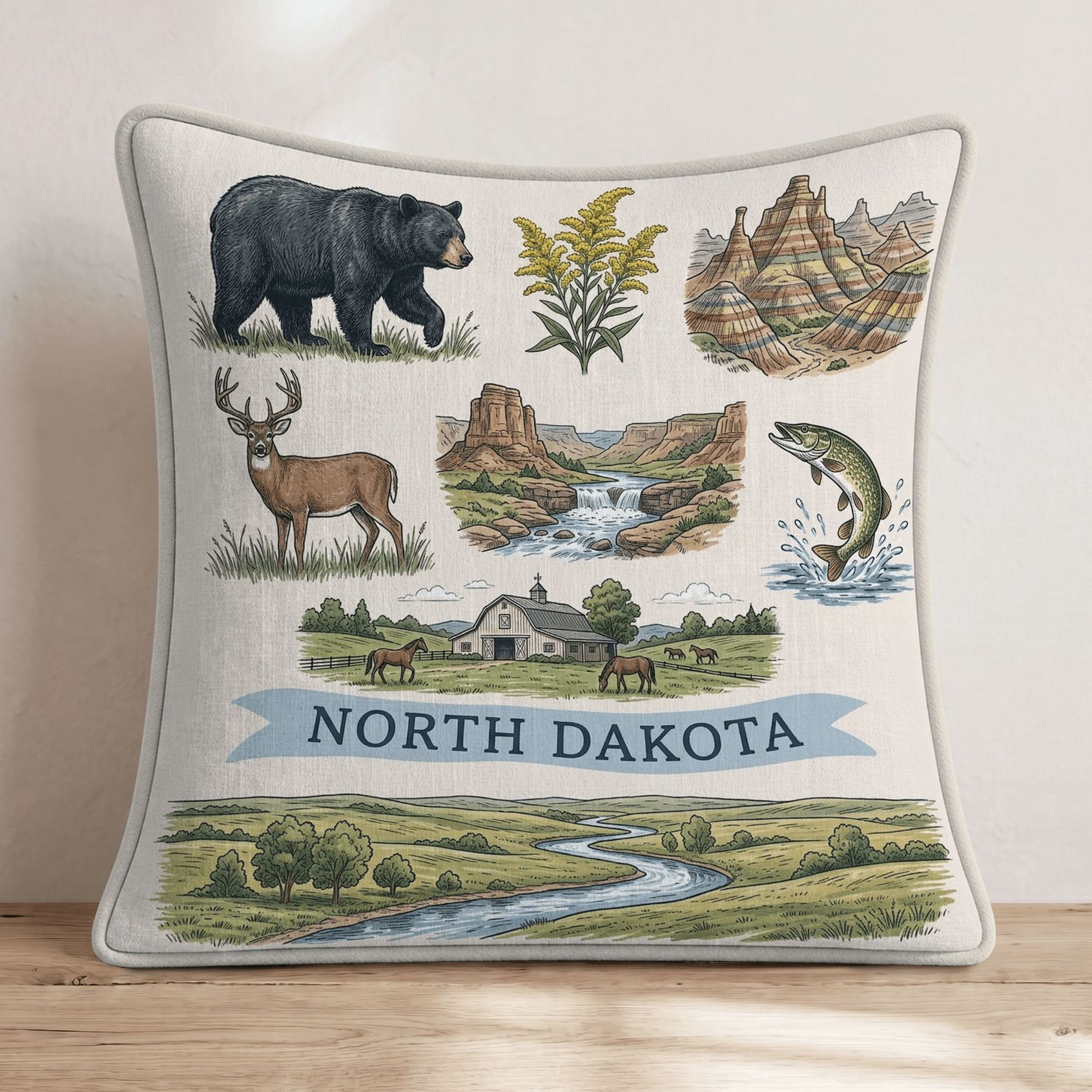 North Dakota Gallery Throw Pillow - Hillcroft Home